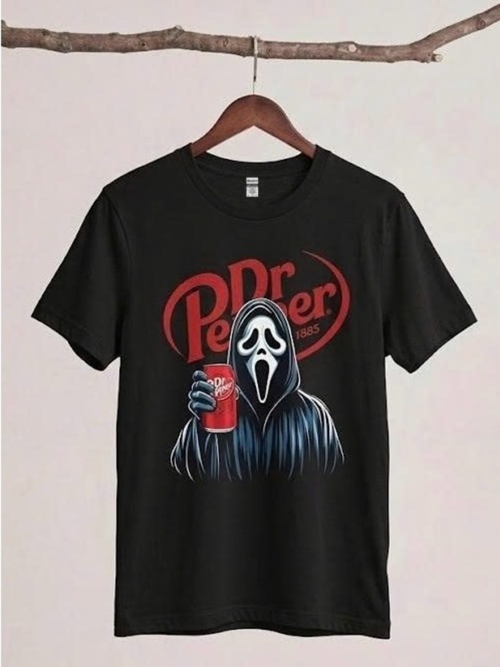 Ghost Slasher Soda Parody T-Shirt Horror Movie Spooky Halloween Graphic Tee